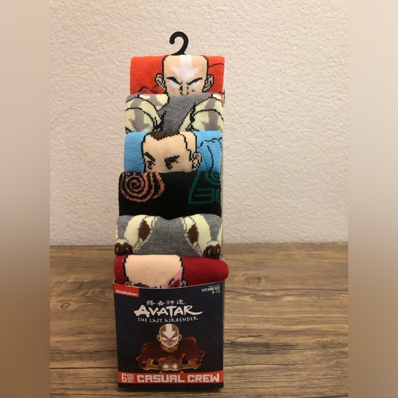 NWT Men's Avatar the Last Airbender 6-Pack Crew Socks Sizes 8-12 - Picture 1 of 5